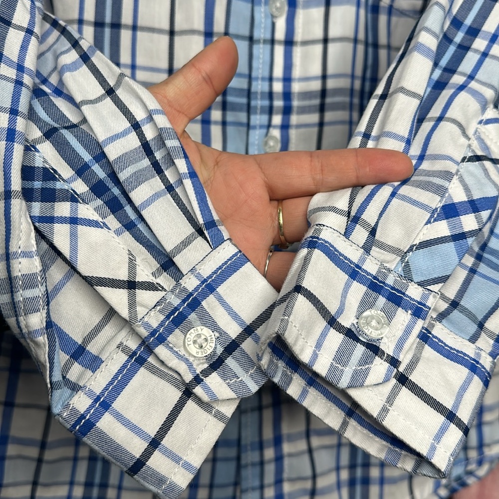 Tommy Hilfiger Big Boys Paid Cotton Shirt Sz M 12/14 - Picture 3 of 6